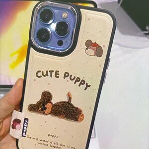 Cute Puppy Phone Case - Cream and Brown